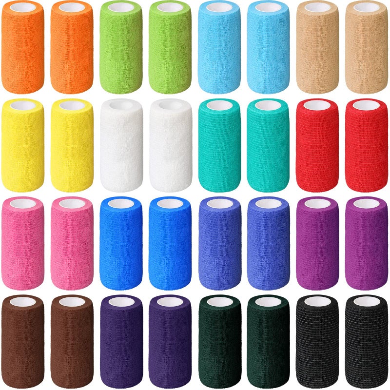 Treela 36 Pcs Self Adherent Bandage 4 X 5 Yard Wrap Breathable Cohesive Bandage Elastic Adhesive Tape for Stretch Athletic Sports Wrist AnkleMulticolored - Image 1